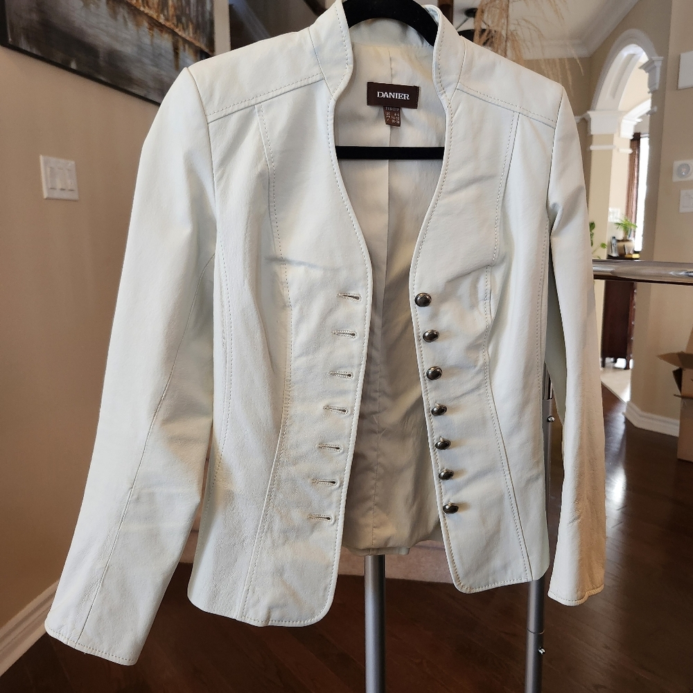 Danier Leather Ivory Jacket with Metal Buttons